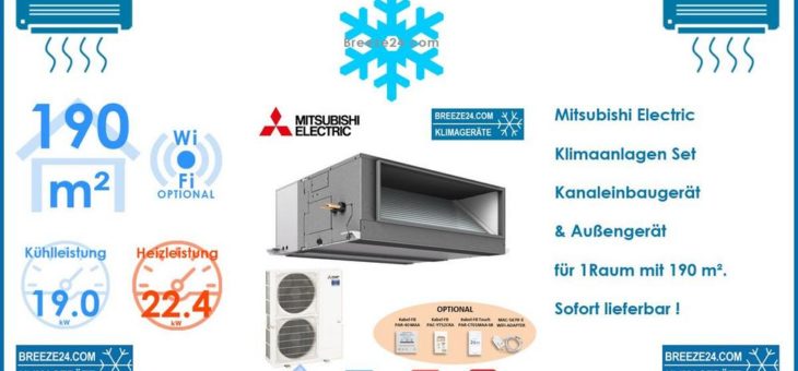 Mitsubishi Electric Klimaanlage Kanaleinbaugerät PEA-M200LA + PUZ-ZM200YKA R32 für 1 Raum mit 190 m²