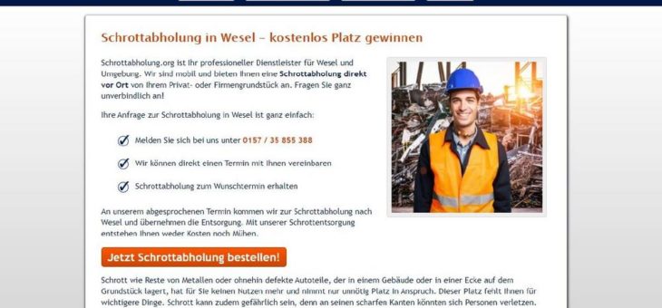 Schrottabholung in Wesel: Entsorgung von Schrott und Metallen