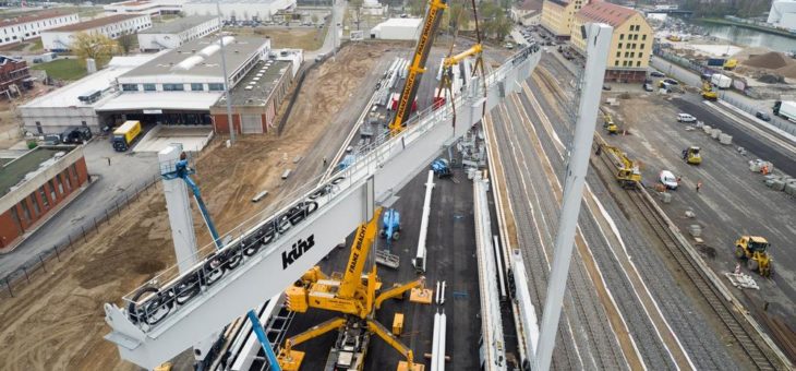 Containerterminal Osnabrück: Aufbau der Portalkräne gestartet