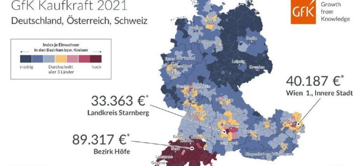 Bild des Monats: GfK Kaufkraft in Deutschland, Österreich und der Schweiz 2021