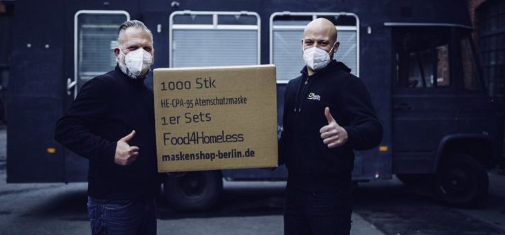Die Berliner Eventbranche zeigt sich trotz eigener Not in der Krise solidarisch – HUTHevents spendet je 1000 FFP2-Masken an Food4Homeless und Havel-Kids GmbH
