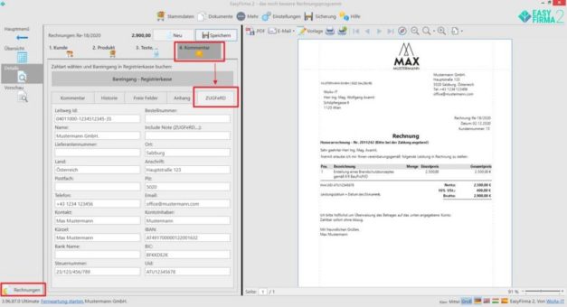 XRechnung und ZUGFeRD 2.1 jetzt Teil des Zusatzmoduls Plus von EasyFirma 2