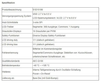 Epson erweitert Portfolio an Safety-ICS für Fahrzeuge um Graustufen-Segmenttreiber für Cluster Displays