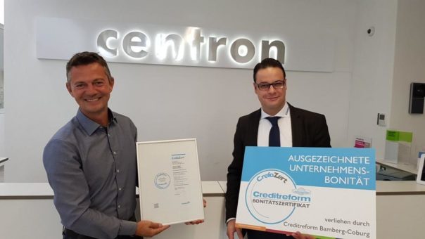 Bamberger Unternehmen centron GmbH mit Bonitätszertifikat ausgezeichnet