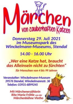 Märchen, Fabeln und Geschichten von Katzen für Menschen von 4 – 99 Jahren im Museumspark des Winckelmann-Museums