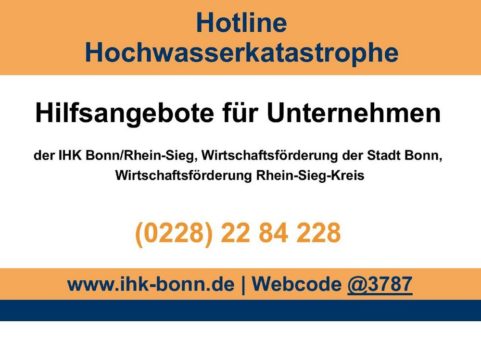 Hotline der Wirtschaft zu Unwetter-Hilfen unter 0228 2284 228