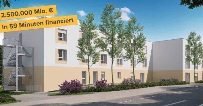 Rekord für die Finanzierung eines Pflegezentrums in Bayreuth:  zinsbaustein.de sammelt 2,5 Millionen in weniger als einer Stunde ein
