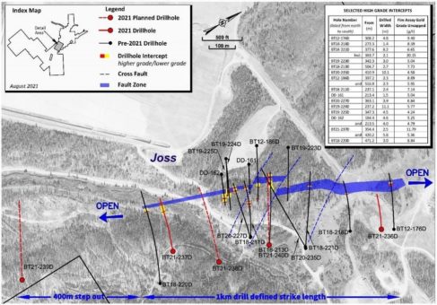 Revival Gold durchteuft bei Beartrack-Arnett einen 84,6 Meter langen Abschnitt mit einem Goldgehalt von 2,7 g/t, in dem auf 2,5 Meter 11,8 g/t und auf 5,8 Meter 5,4 g/t Gold enthalten sind