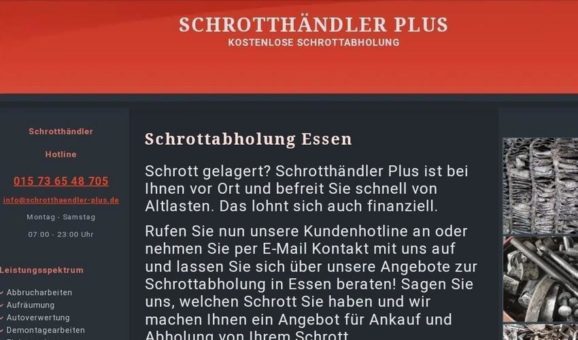 Die Schrottabholung Essen – Metallabholung und Schrottentsorgung spezialisiertes Unternehmen