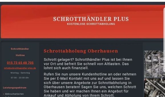Entrümplungen, Kostenlose Schrottabholung in Oberhausen für private und gewerbliche