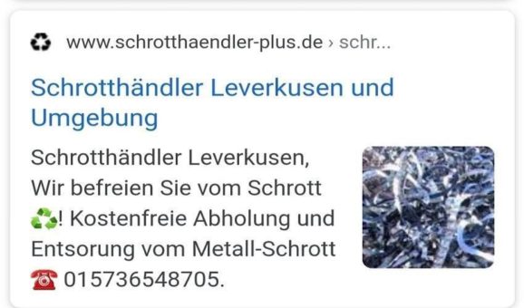 Schrottankauf Leverkusen schneller Service – mit Schrotthändler Plus
