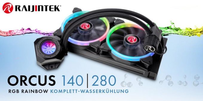 NEUHEIT bei Caseking – Die Raijintek Orcus RGB Rainbow Komplett-Wasserkühlung mit adressierbarer RGB-Beleuchtung