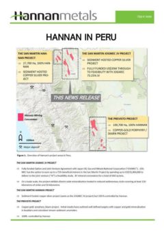HANNAN METALS Schürfkanalproben zeigen 1,6 m mit 5,3 % Kupfer und 83 g/t Silber und bestätigen reduzierten Schieferwirt auf Tabalosos East in Peru