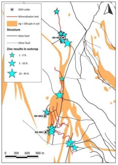 Aurania durchschneidet Silber-Zink-Mineralisierung in Loch 3 bei Tiria-Shimpia