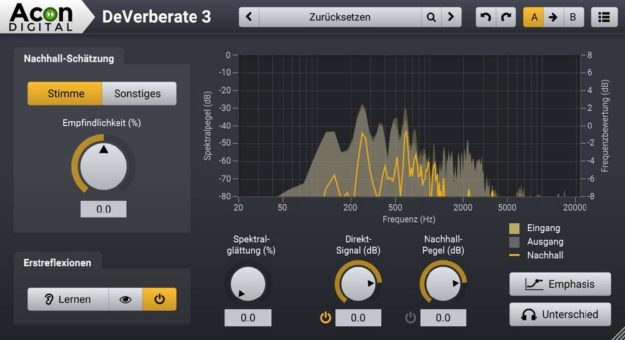 Acon Digital veröffentlicht DeVerberate 3 – Nachhall-Reduktion auf Basis von Deep Learning
