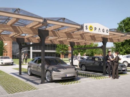 Mit Sopago Solar Carports erfüllen Sie die PV Pflicht für große Parkplatzflächen und sind für den Aufbau einer gebäudeintegrierten Lade- und Leitungsinfrastruktur für die Elektromobilität vorbereitet!