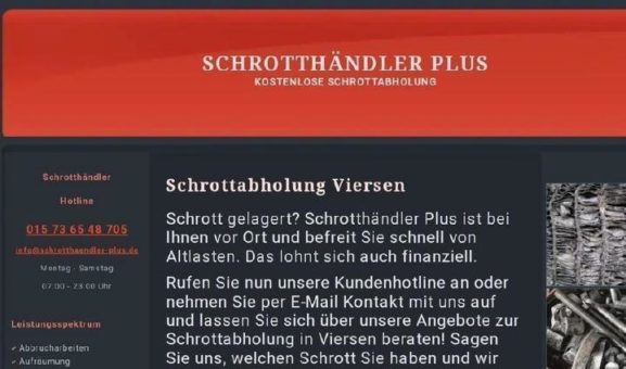 Kostenlose Schrottabholung in Viersen & Flexibel, schnell und zuverlässig und das in ganz NRW