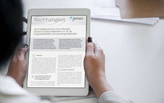 Nachhaltigkeitsleitlinien für Bürgschaftsbanken und Garantiegesellschaften veröffentlicht