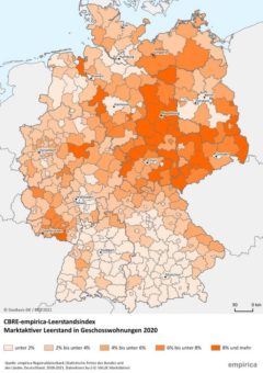 CBRE-empirica-Leerstandsindex: Leerstand steigt leicht um 8 Tsd. auf 611 Tsd. Wohnungen