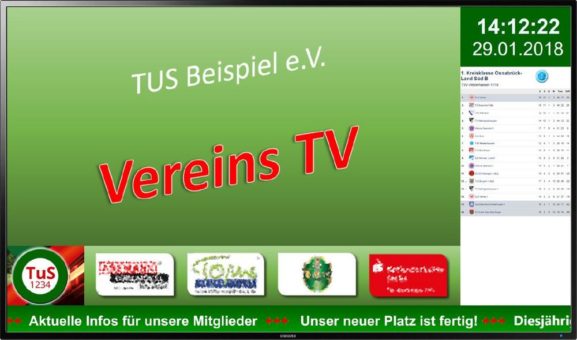 Digital Signage Software ermöglicht Sportvereinen ihr eigenes, individuelles Vereins-TV zu realisieren