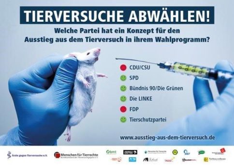 Start der bundesweiten Plakat-Kampagne „Tierversuche abwählen!“