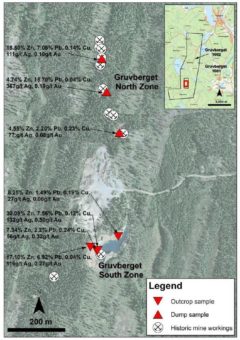 District erzielt Proben von bis zu 367 g/t Silber, 30,1 % Zink  und 15,7 % Blei in der Liegenschaft Gruvberget