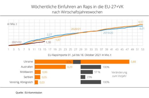 EU-Rapsimporte unter Vorjahresniveau