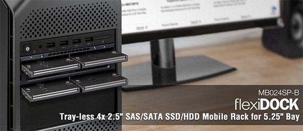 Neues ICY DOCK Produkt – Trägerloser 4x 2,5″ SAS/SATA SSD/HDD Wechselrahmen für 5,25″ Schacht