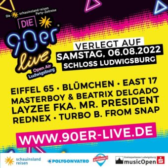 Kreissparkasse Ludwigsburg music Open 2022 – Neue Termine für Revolverheld und Die 90er Live