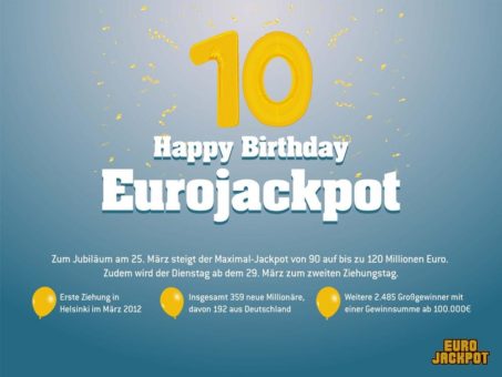 Eurojackpot feiert 10. Geburtstag – 120 Millionen und zweite Ziehung