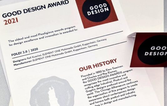 GOOD DESIGN AWARD 2021 für den FOLD! 2.0