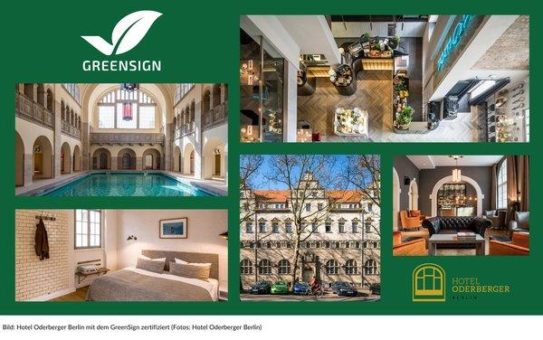 Nachhaltigkeit par excellence im Prenzlauer Berg: Hotel Oderberger Berlin erhält das GreenSign