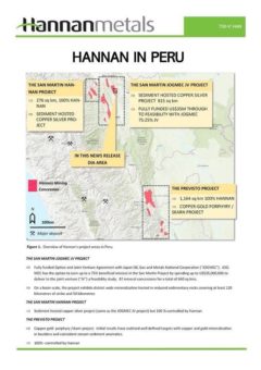 Hannan reicht Umweltverträglichkeitserklärung (DIA) für Projekt Tabalosos in Peru ein