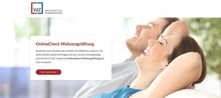 VdZ-OnlineCheck Wohnungslüftung von der KfW empfohlen