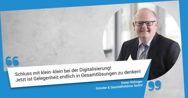 Schluss mit klein-klein bei der Digitalisierung! Jetzt ist Gelegenheit endlich in Gesamtlösungen zu denken!