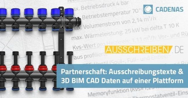 Digitale Partnerschaft zwischen AUSSCHREIBEN.DE und CADENAS vereint Produktinformationen, Ausschreibungstexte und CAD BIM Daten auf einer Plattform