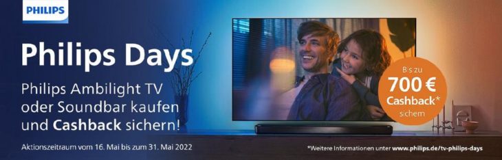 Während der „Philips Days“ bis zu 700 Euro bei Ambilight TVs und Soundprodukten sparen