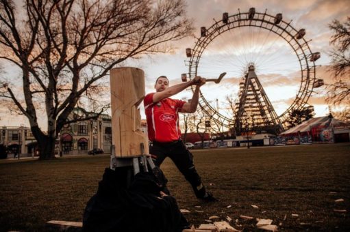 Gipfeltreffen der Weltklasse-Sportholzfäller in Wien