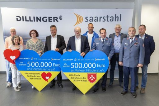 Menschen helfen und Solidarität zeigen: Die SHS – Stahl-Holding-Saar (SHS) mit Dillinger und Saarstahl spenden eine Million Euro für die Ukraine-Hilfe
