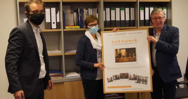 Netzwerk Westmünsterland e.V. mit neuem Vorsitz –  Kleinschneider und Könning für langjährige Arbeit geehrt Trawinski und Wansing übernehmen Staffelstab