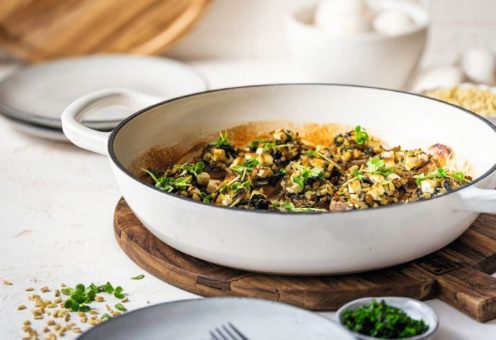 Vegan geht auch festlich – Gefüllte Champignons mit Spinat und Zartweizen