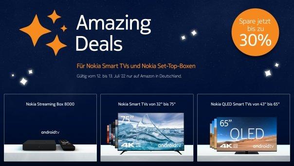 Zwei neue Deals: Bis zu 30 Prozent auf Nokia Smart TVs am Amazon Prime Day sparen und 20 Prozent mit den Amazing Deals im StreamView Webshop