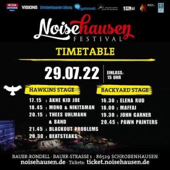 NOISEHAUSEN FESTIVAL 2022: Schrobenhausen wird endlich wieder zu Noisehausen – Beatsteaks, Madsen, Thees Uhlmann und viele mehr verwandeln die Kleinstadt Ende Juli in eine „Rock City“