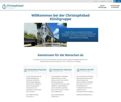 Relaunch: Die Einrichtungen der Christophsbad Klinikgruppe präsen­tieren sich im neuen Webdesign