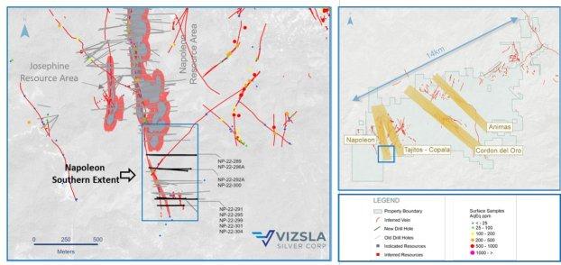 Vizsla silver meldet weitere hochgradige Abschnitte am südlichen Ende von Napoleon und durchschneidet 1.241 g/t ageq auf 3,90 m