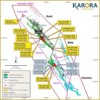 Karora-Bohrungen auf Beta Hunt erweitern die Western Flanks Mineralisierung 150 Meter unterhalb der Mineralressource und zeigen 13,6 g/t Gold auf 5,3 Metern
