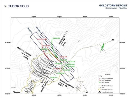 TUDOR GOLD bohrt erneut und erweitert das Bohrloch GS-21-113-W2 aus dem Jahr 2021 und veröffentlicht die finalen Ergebnisse: Es wurden 1,12 g/t Gold Eq über 1.497,50 Meter durchschnitten