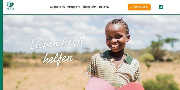 Neugestaltete Website von ADRA Deutschland