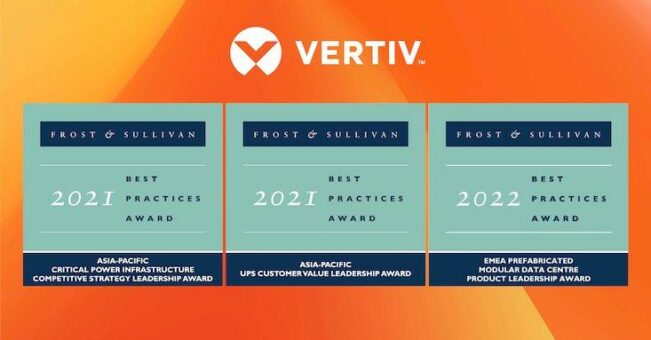 Vertiv wird mit drei Branchenführer-Awards von Frost & Sullivan ausgezeichnet