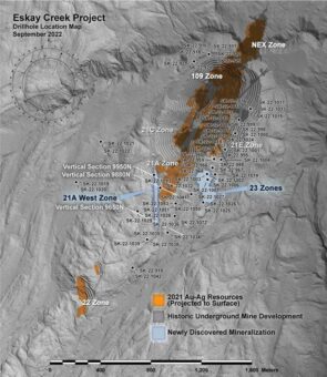 Skeena meldet mehrere Erweiterungen der Zone 21A West auf Eskay Creek mit 48,48 g/t AuEq über 12,12 Meter
